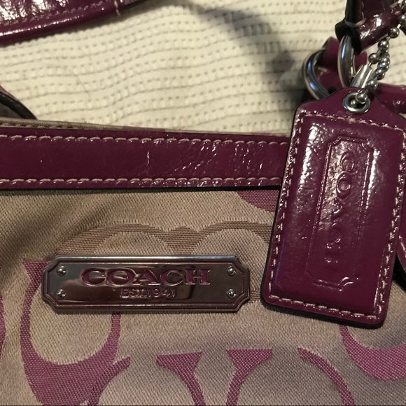 Khaki and Berry Purple Authentic Coach Purse - Picture 6 of 6